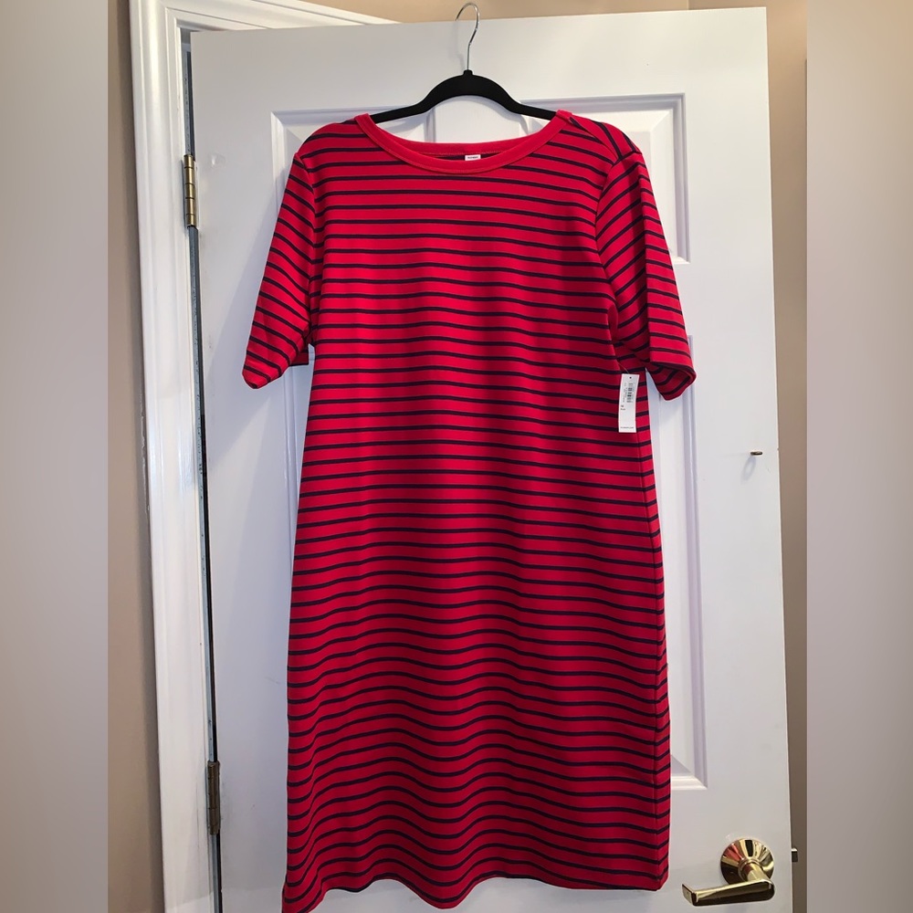 NWT - Red and Navy Striped 1X Plus Size Dress